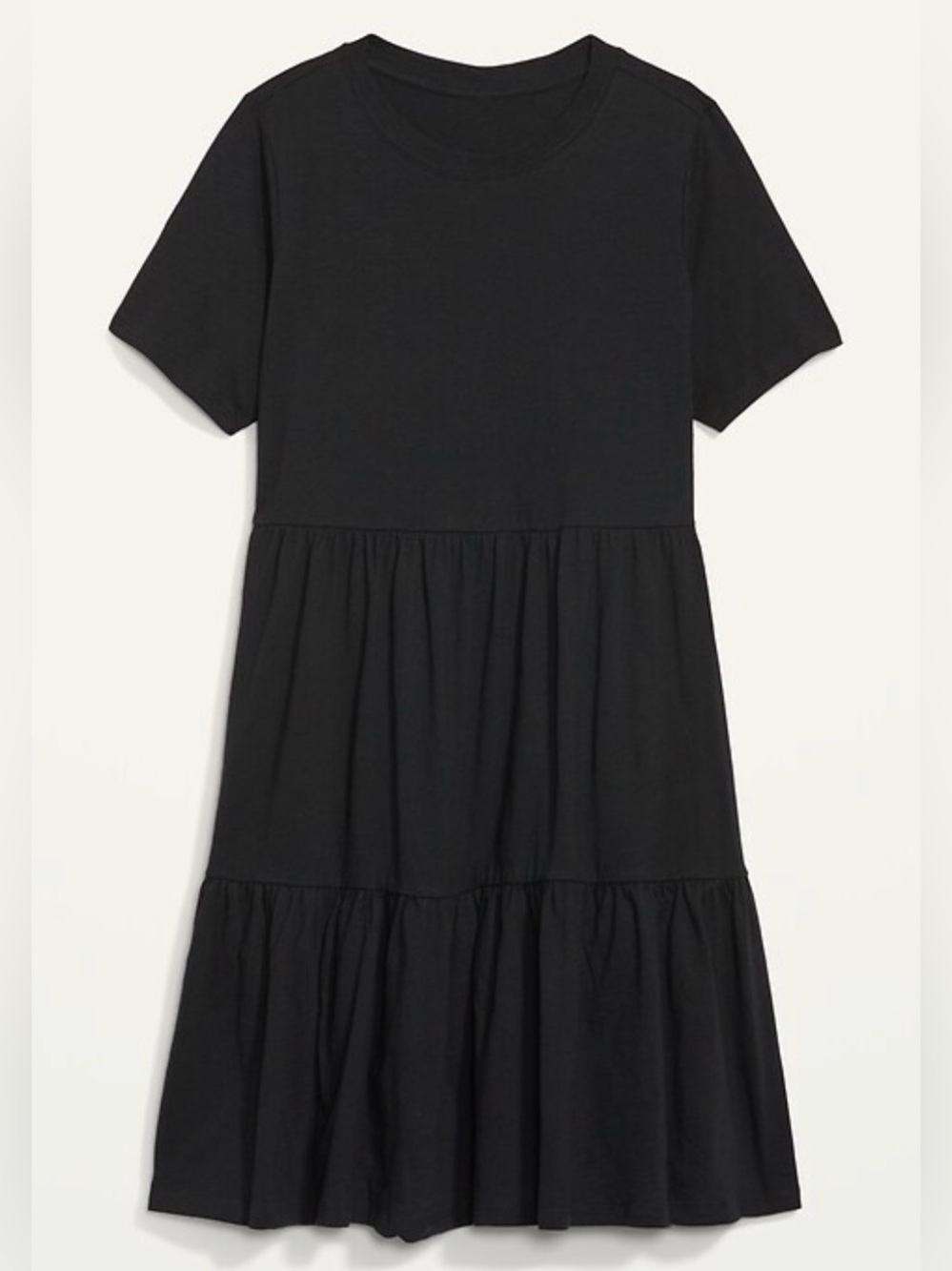 Old Navy Black Women's Tiered Ruffle Slub-Knit Casual Dress Tall